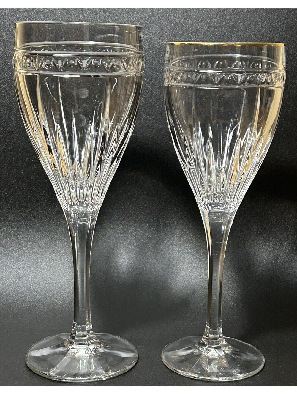 Vintage Noritake Crystal Goblets Christiana Gold Rim Water and Wine 2 Sizes 80’s
